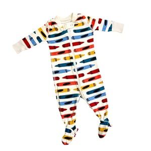 Hanna Andersson Zip Sleeper Pajamas 0-3 Mos Footed Rainbow Crayon Organic Cotton
